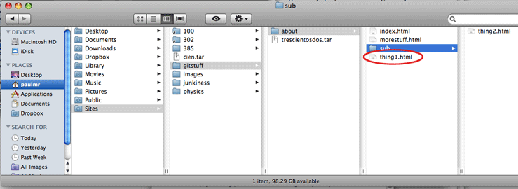 Finder view of filesystem