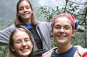 Ruth, Liz, Marth, Sophie hiking Mt Emei