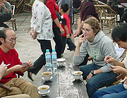 Sophie at a Chengdu teahouse