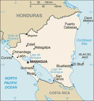 Map of the Nicaragua