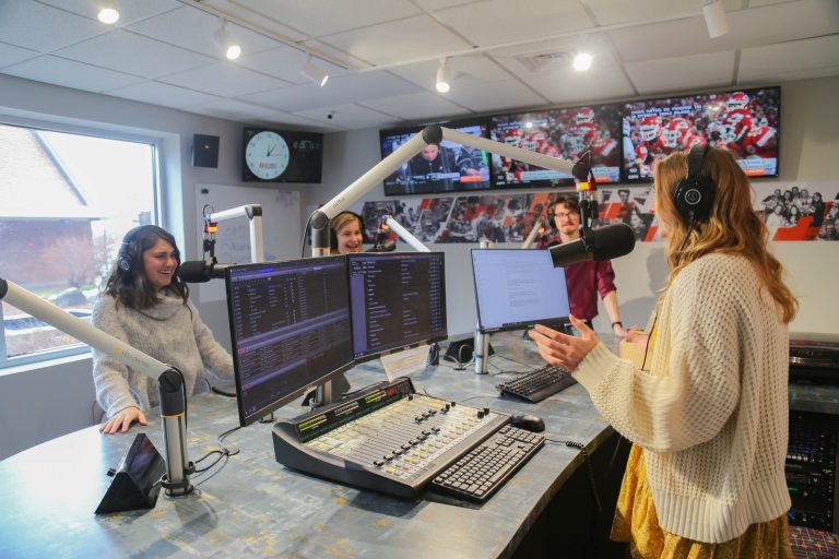 Students on air in the Globe Radio station