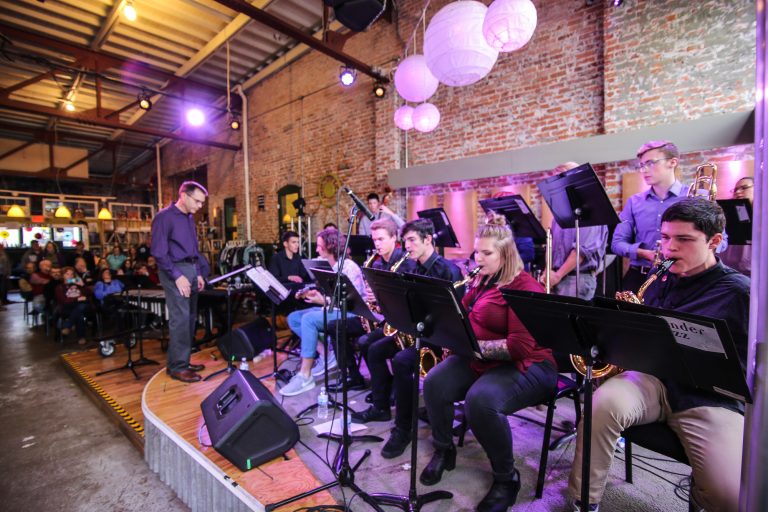 Lavender Jazz performing at Downtown Goshen's First Fridays in Ignition Records shop.