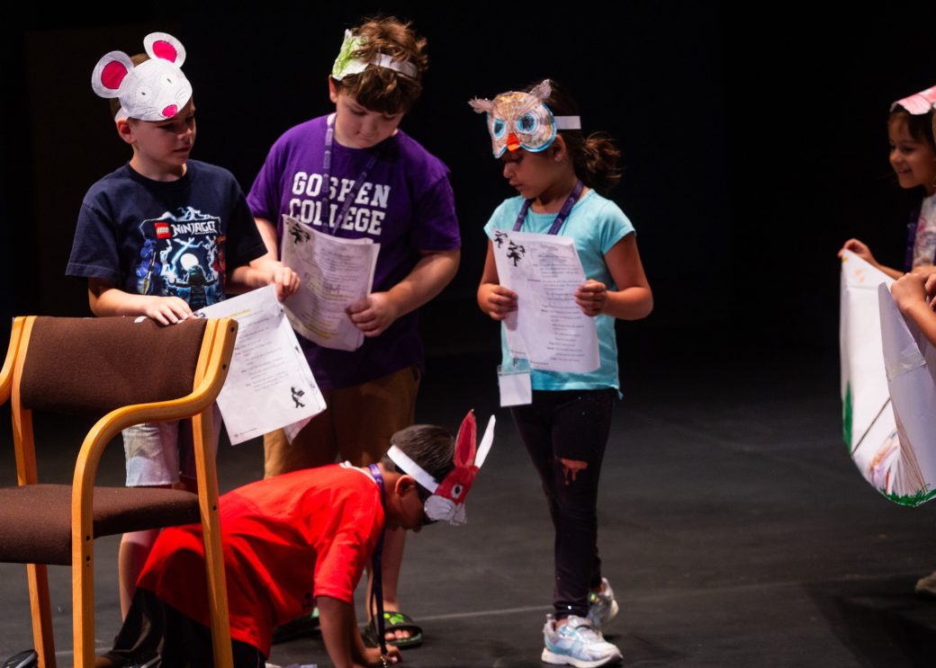 theater camp students having fun on stage