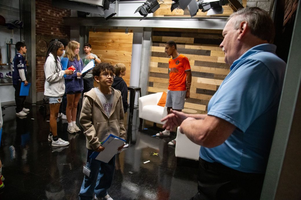 group of campers backstage