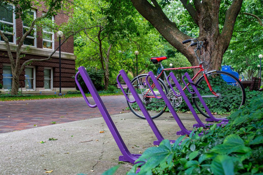 bike parking newly painted purple
