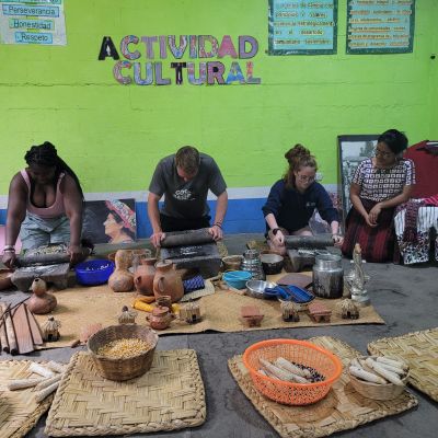 Corn is enormously important to the Maya of Guatemala. At Panabaj, students received a hands-on lesson about traditional ways of grinding corn.