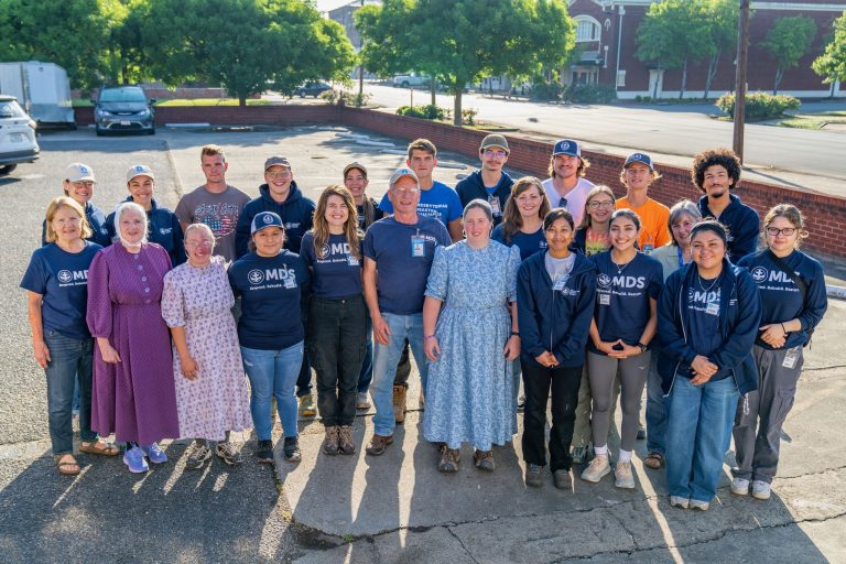 Group of Goshen College students volunteering
