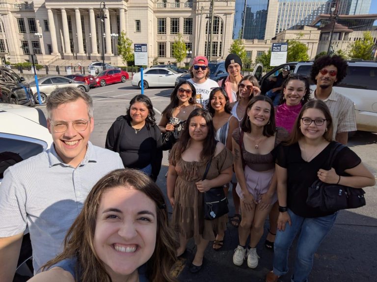 Group selfie of students