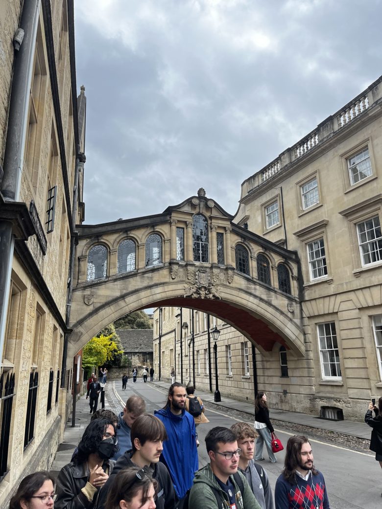 Students on a walking tour of Oxford