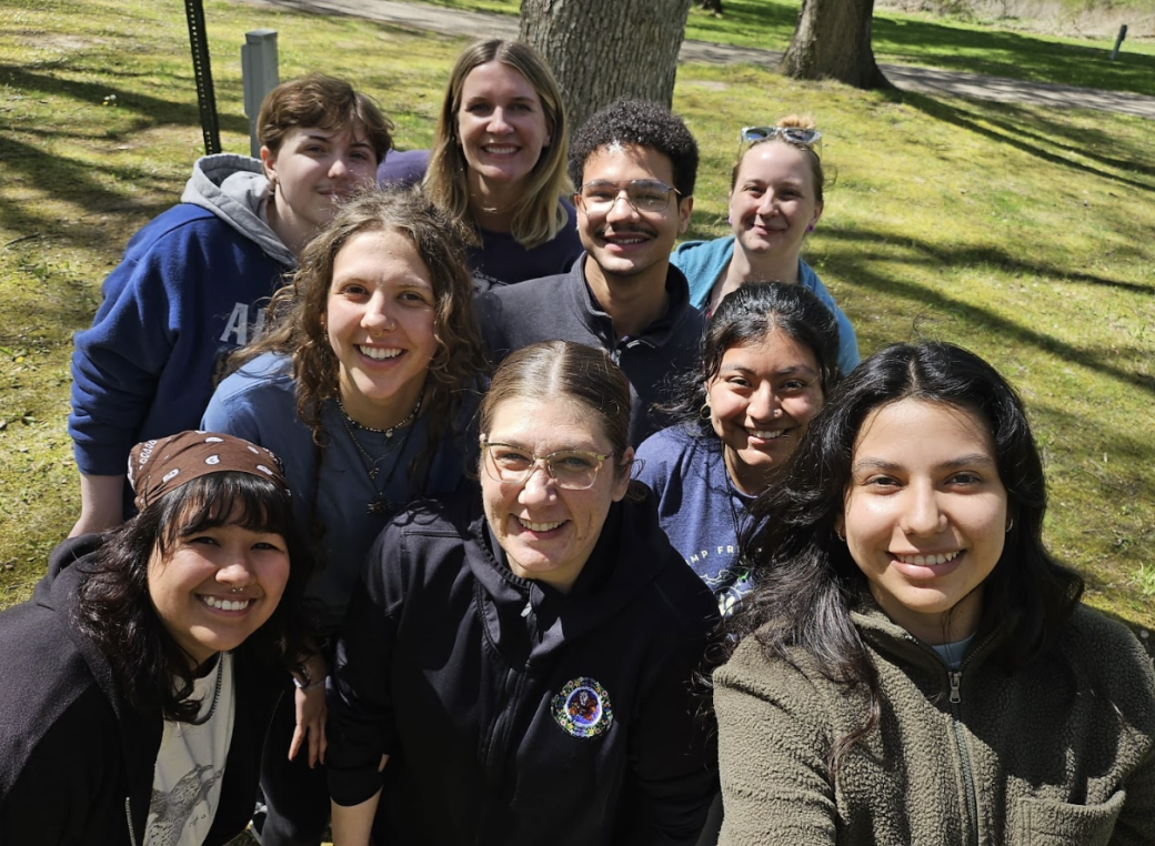 The group with Rebecca Williams, youth cultural specialist for the Pokagon.