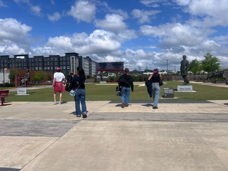 Students walking