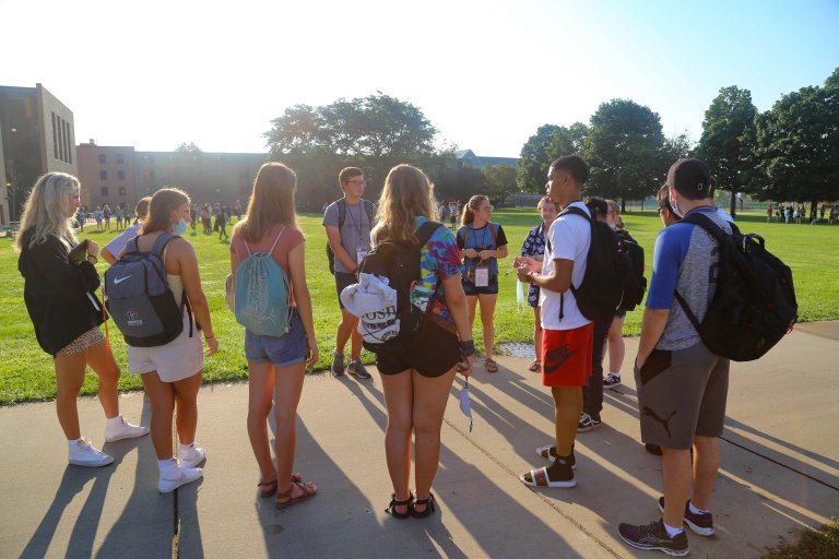 Students on Goshen College Campus