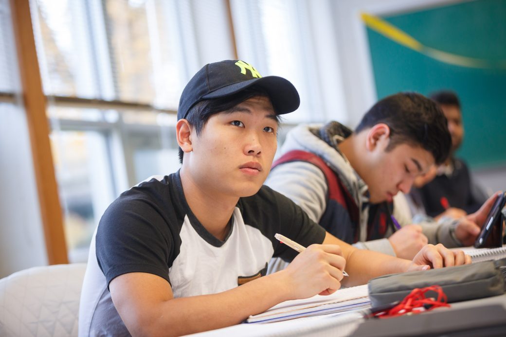 Student in class