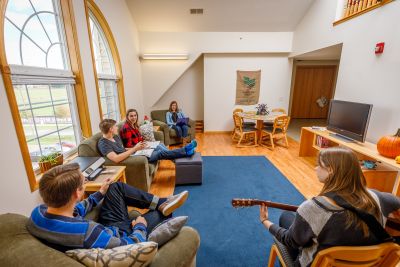Students hanging out in apartments