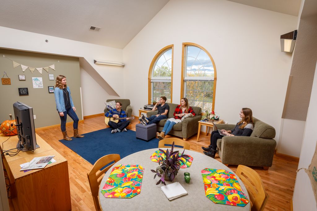 Students hanging out in the Apartments
