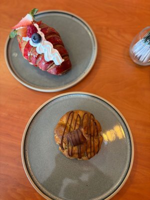 Two plates with french style pastries