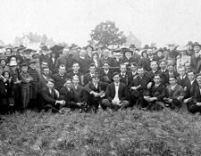The picture above shows the groundbreaking of Goshen College in a wheat field on the Shoup farm at the south end of Eighth Street in June 1903.
