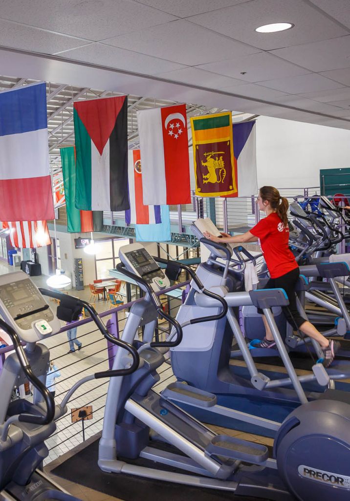 Student on elliptical in the Rec Fitness Center