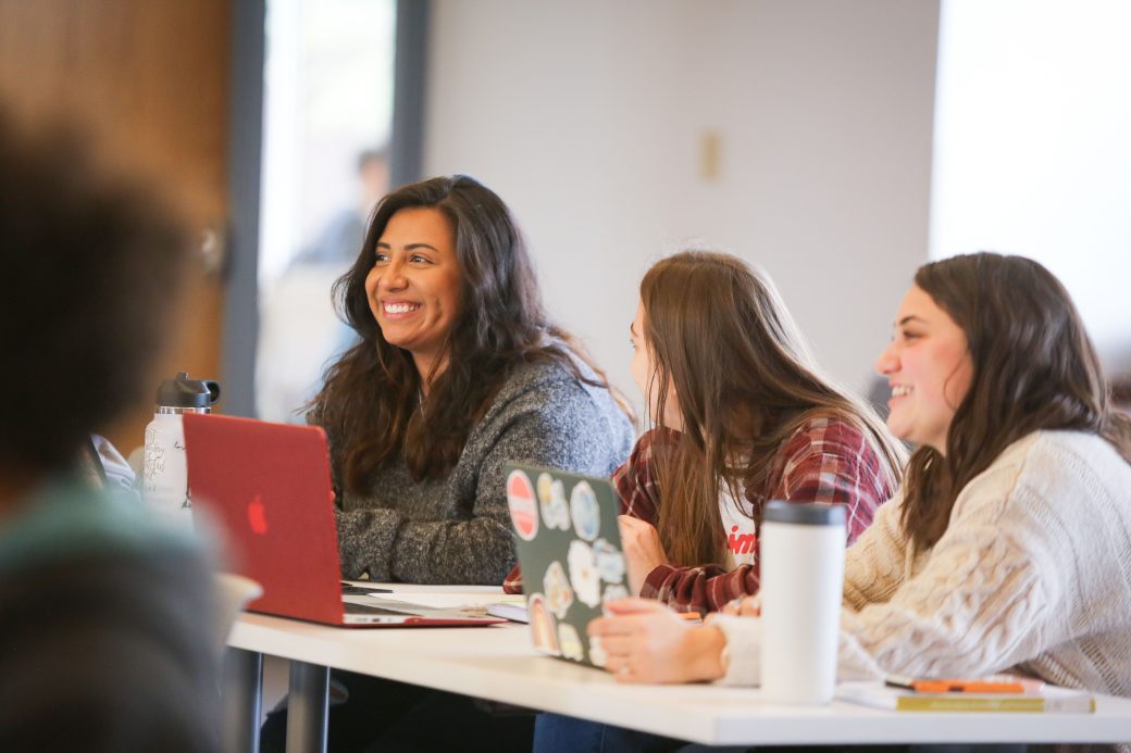 Students in a peace, justice and conflict studies class
