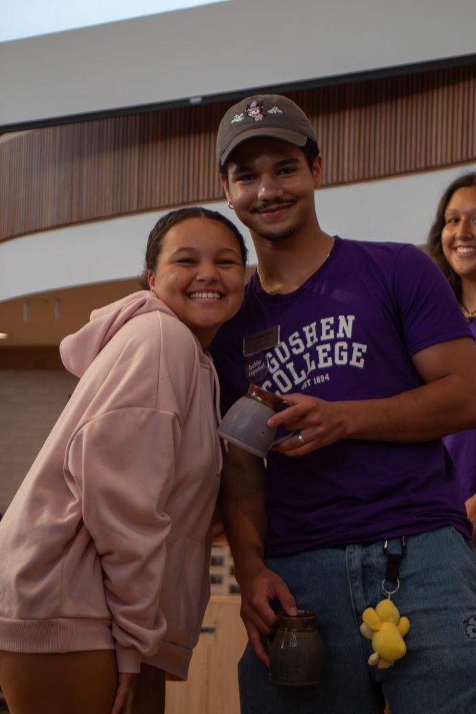 Two students pose together