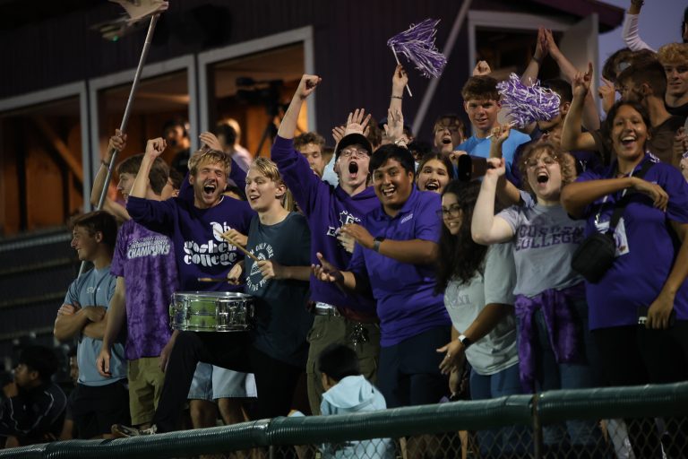 A full student section, full of cheering students