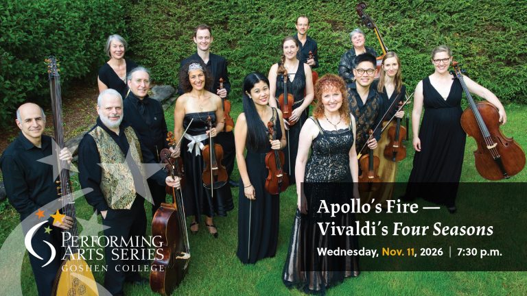 Apollo's Fire promotional image for 2026-27 Performing Arts Series.