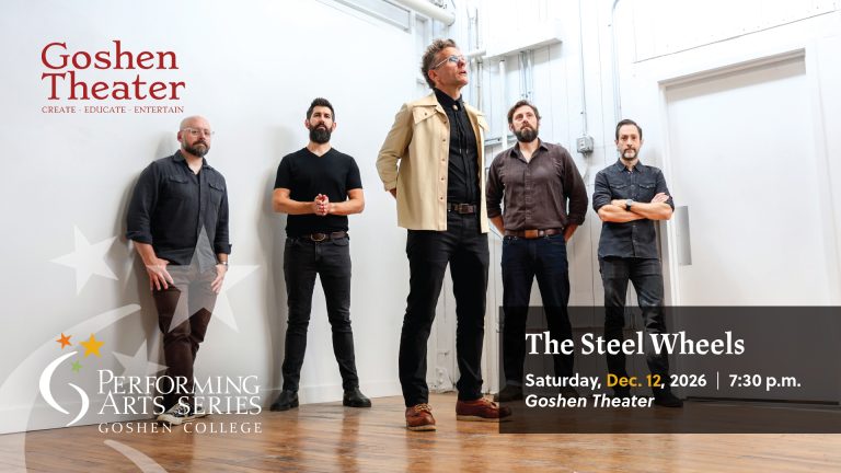 PAS Steel Wheels promotional image featuring all five band members in a white room.