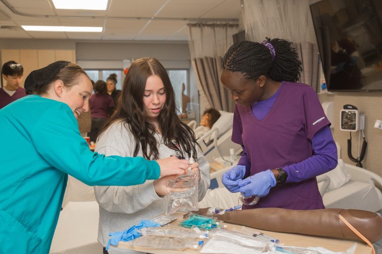 students in nursing skill lab