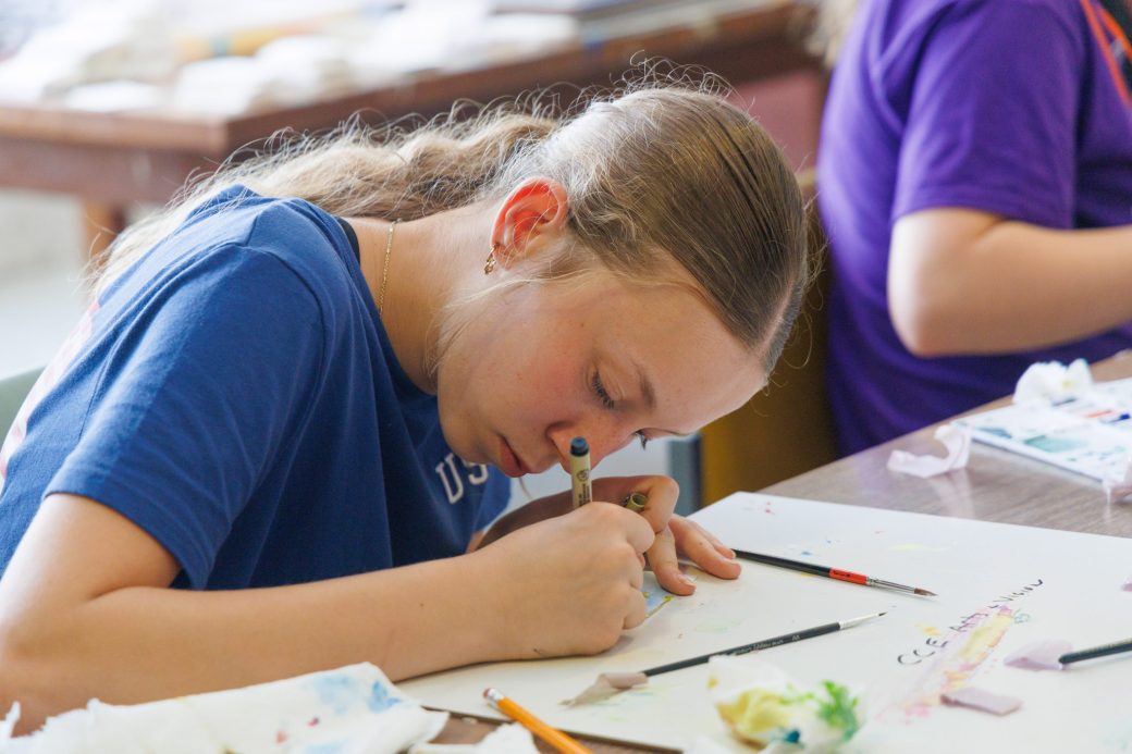 Summer campers close up drawing