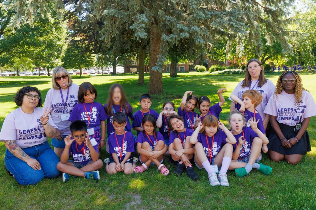 Group of summer camp students making faces