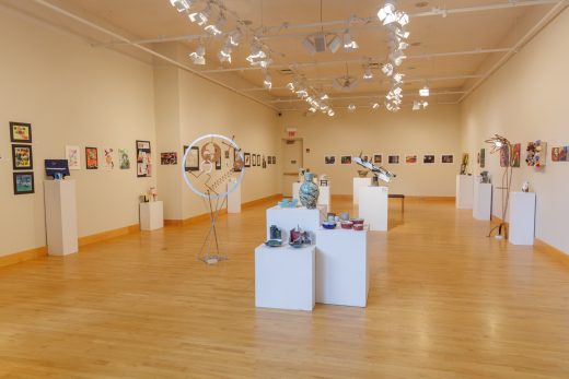 the Hershberger Art Gallery with all submissions for the juried student exhibit.