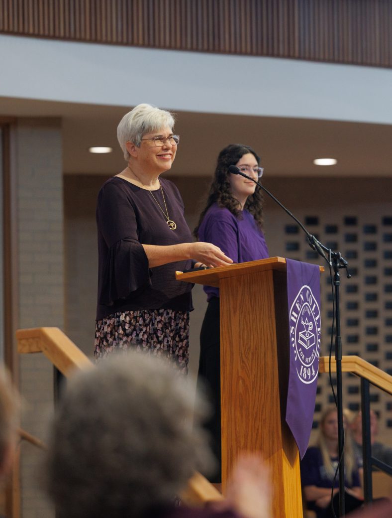 President Becky givijng Welcome Convo Speech