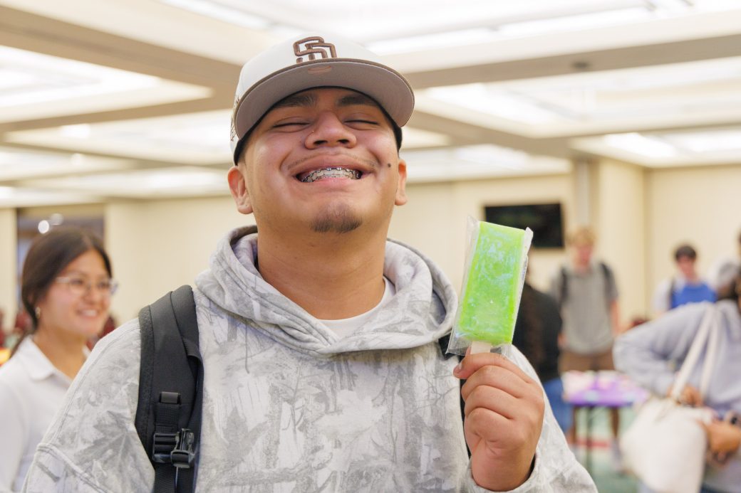 Student posing with a paleta