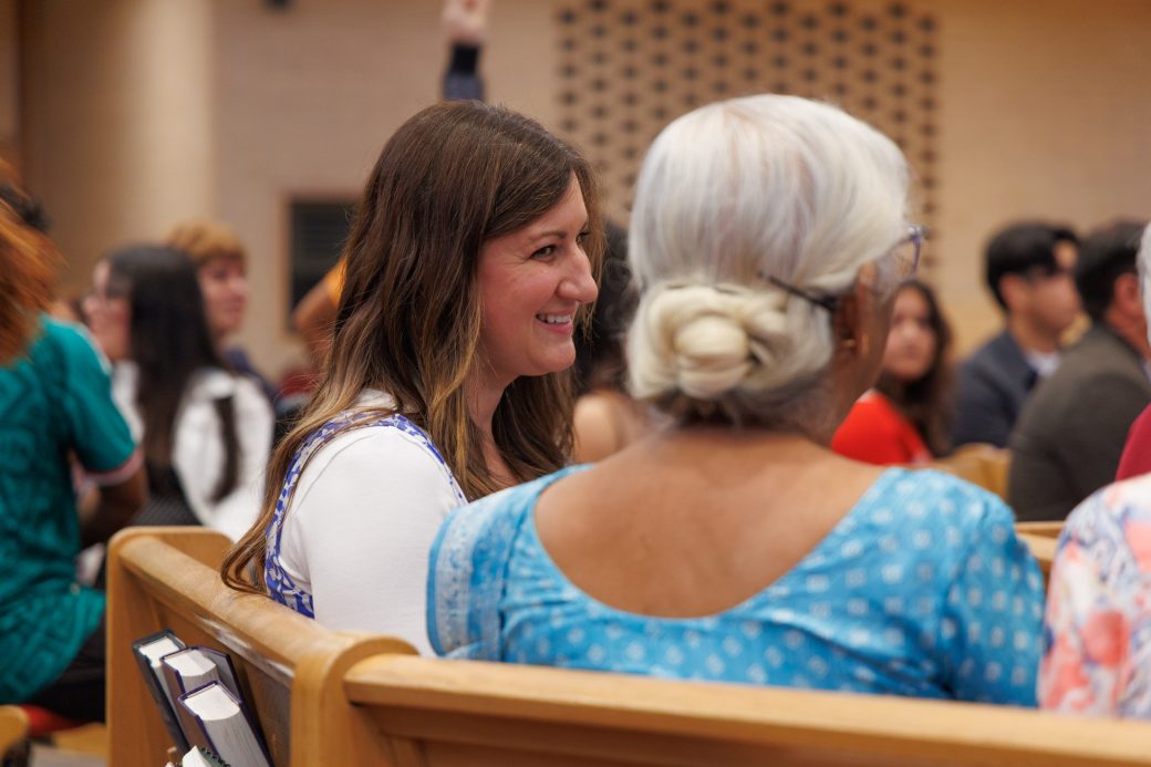 Trisha Hadrich smiling in chapel