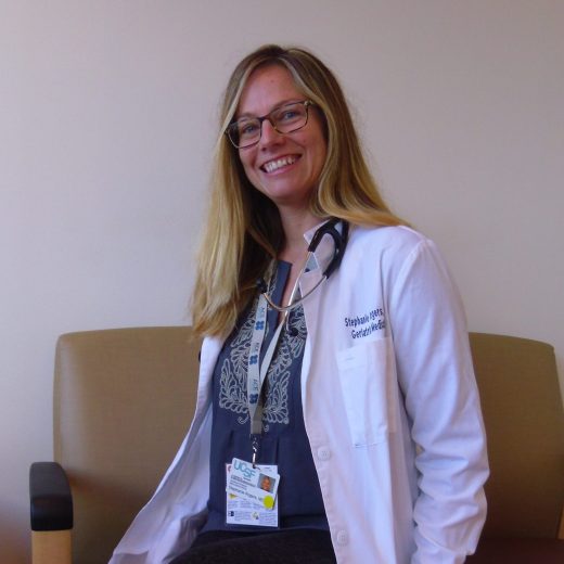 Stephanie Rogers in her med coat.