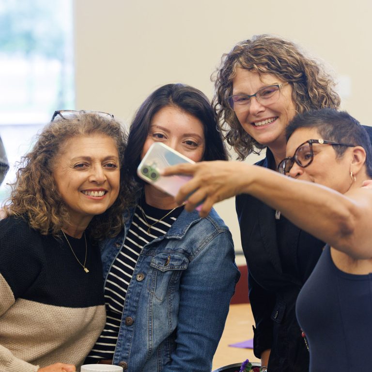 Rocio Diaz, unknown, Lynda Nyce and unknown posing for a selfie.