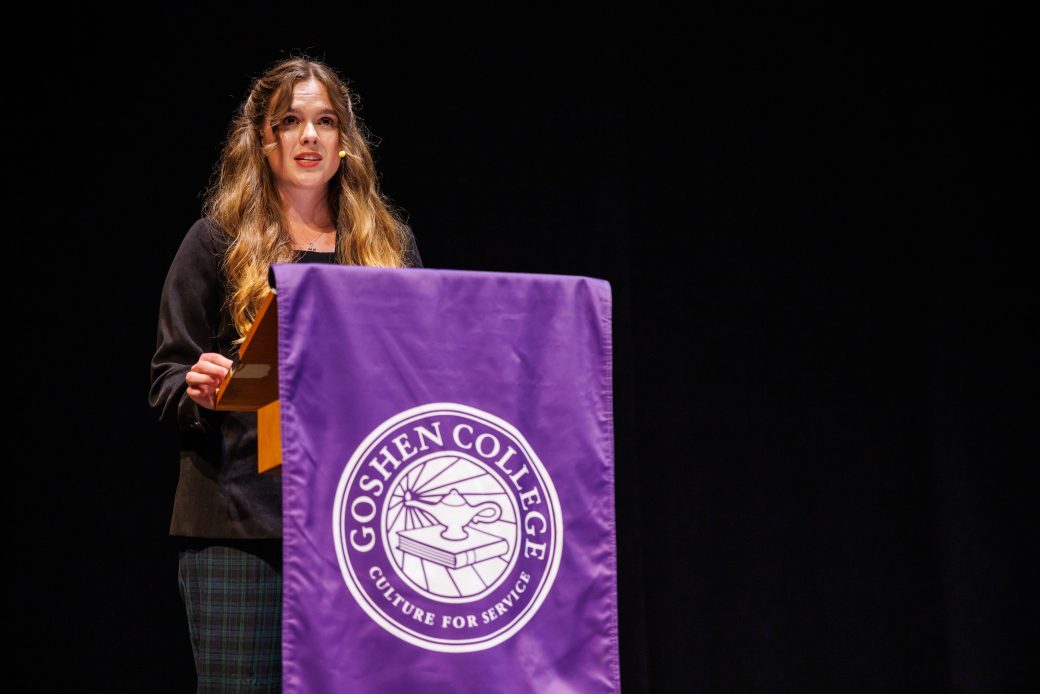 Second place winner, Katherine Brown during her speech.