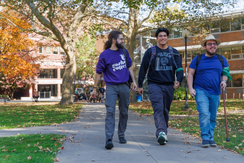 Group of students walking on campus