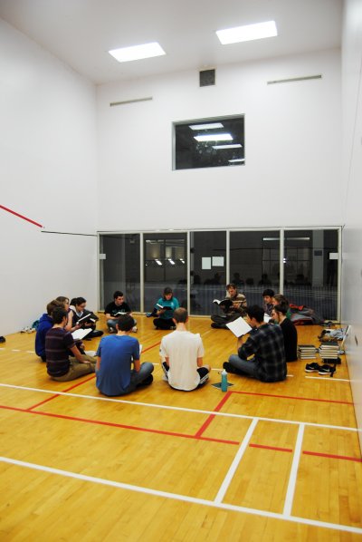 Hymn Club in raquetball court 4