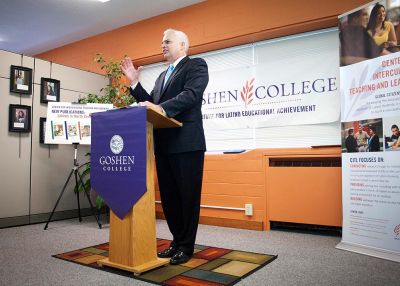 President Brenneman speaks during a Center for Intercultural Teaching and Learning (now CIIE) event in 2011