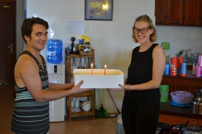 Berke and Kate celebrate their birthdays with the group. Kate's happened to be on the day the students returned to Phnom Penh (April 1st) - no joking!