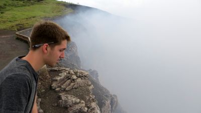 The fumes were so heavy today that it was not possible to see the rock bottom of the crater.