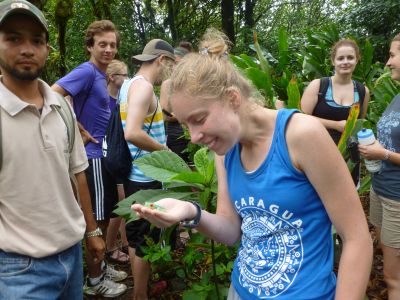 Ashley befriends a red-eyed tree frog