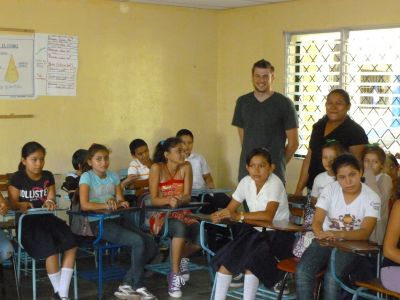 Jake with the 6th grade class he was helping last week