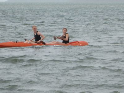 Sophie and Brianne enjoying a kayak ride.