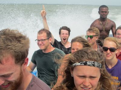 A very bumpy, fun and wet (at least for Wade and Jesse) from Pearl Lagoon to a local Garifuna village.