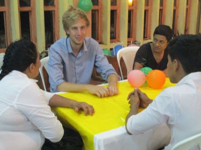 David P. chatting with some of his host family.