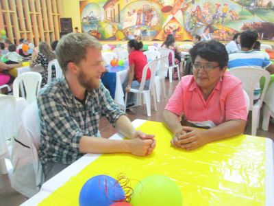 Ben with his host mom.