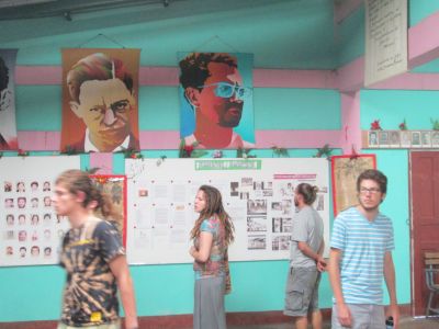 Students explore the displays of the museum.