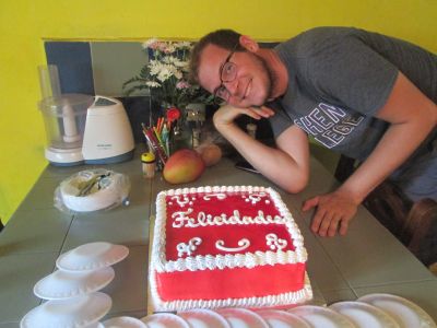 Wade adoring his birthday cake.